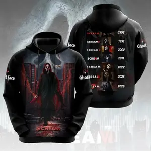 Scream 3D All Over Print Hoodie – Scream Inspired Horror Movie Unisex Pullover Sweatshirt