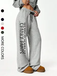 Women's Casual Jogger Pants, Fun Slogan Print, Playful Letter Prints, All Seasons Wear, Comfortable Daily, Versatile Long Pants for Spring & Fall, Sweat Pant Print