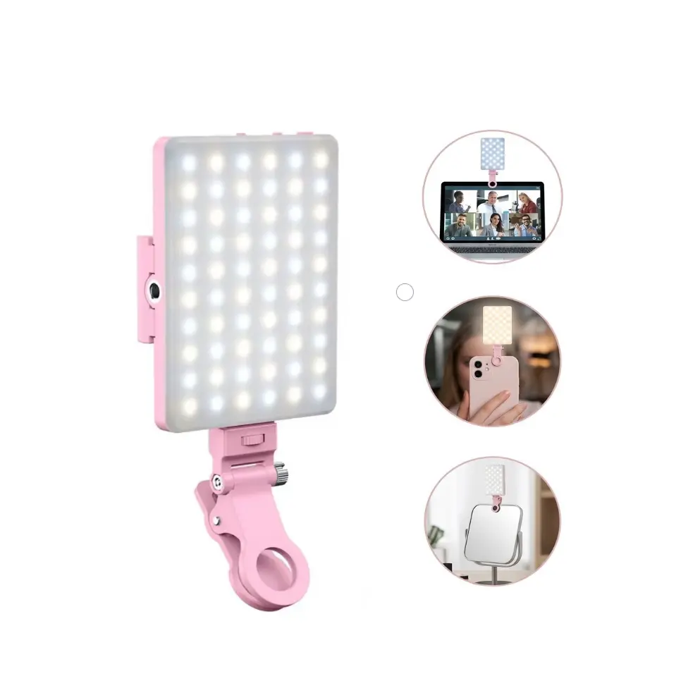 Portable Selfie Light, 1 Count USB Rechargeable Selfie LED Lights Clip for iPhone Android Camera, Phone Tablet Digital Camera Fill Light for Live Streaming Makeup Vlog, Phone Accessories for Travel, Lights summer vibes
