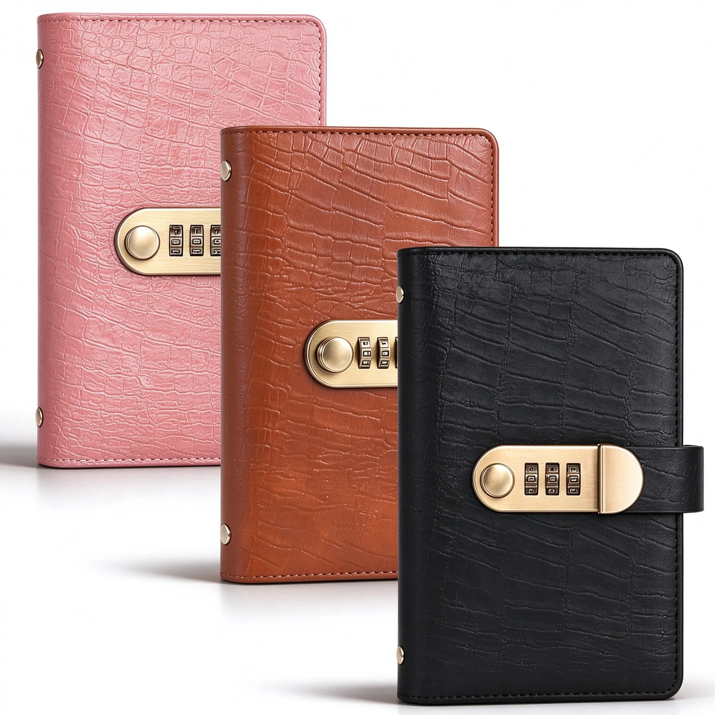 A6 3-Digit Password Lock Savings Notebook - Waterproof PU Leather Cash Binder with 50 Double-Sided Pockets, Secure Organizer for Cash Storage & Budget Tracking