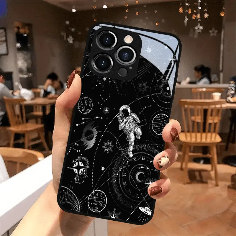 Phone Case - Astronaut Floating in Starry Sky HD Glass Phone Case, Suitable for iphone17 Air 16 15 Pro Max 14 Plus 13 12 11