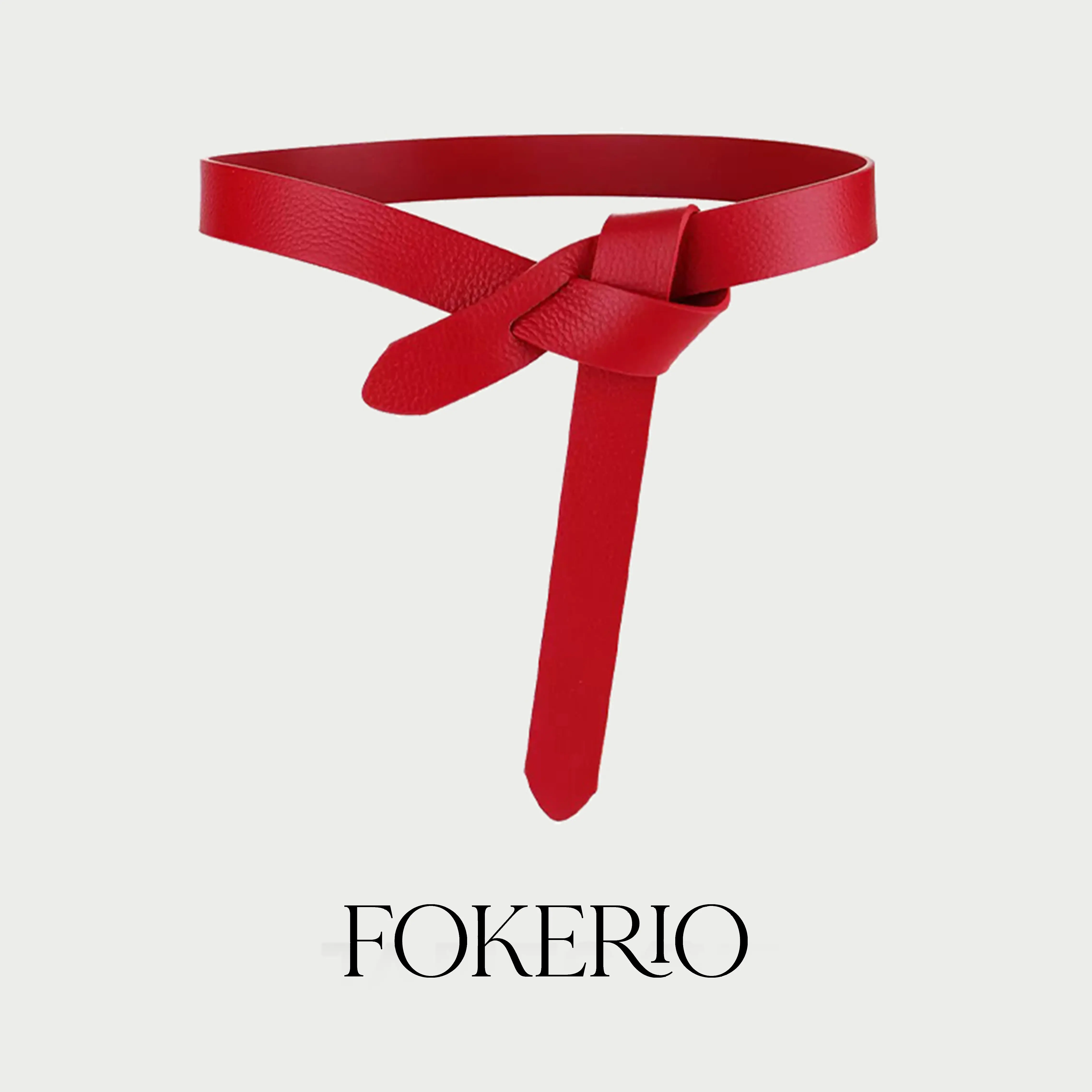 FOKERIO Women's Knot Leather Belt Soft Wrap Tie Women's Belt for Pants and Trousers Top Grain Leather Waist Belt Minimalist Everyday Belt for Work