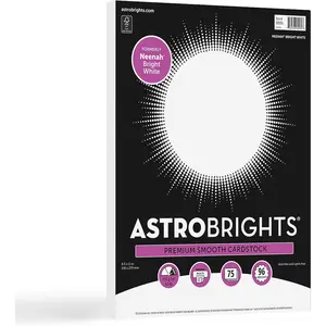 Astrobrights/Neenah Bright White Cardstock, 8.5" x 11", 65 lb/176 gsm, White, 75 Sheets (90905-02) - Packaging May Vary