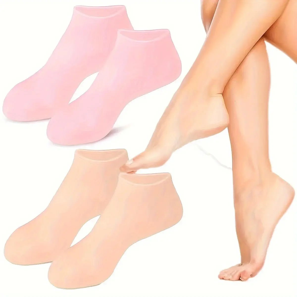 Gel Socks Moisturizing Exfoliating Socks for Dry Cracked Heels Reusable Silicone Feet Socks Soften Calluses Overnight Sleeping Foot Care Socks