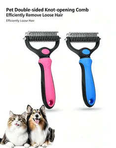 【New Double Sided Pets Grooming Tool for Shedding and Dematting】Fur Knot Cutter, Dog Grooming Shedding Tools, Pet Cat Hair Removal Comb Brush, Pet Products, Comb for Dogs Cats Pet with Effective Results