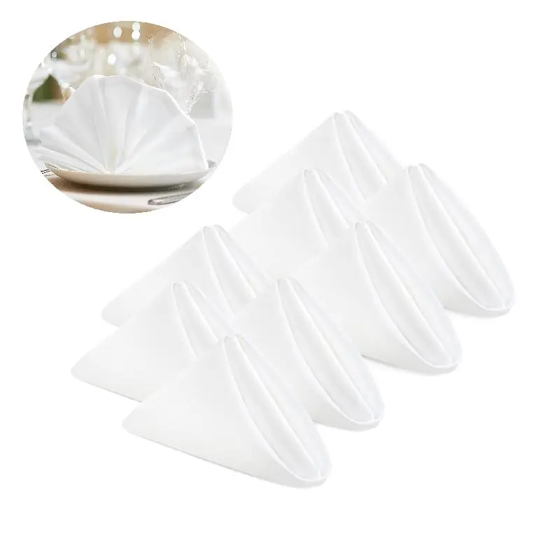 50 lightweight satin napkins, measuring 16.93 x 16.93 inches. These elegant dinner napkins are perfect for wedding parties, party supplies, and serve as bulk square cloth napkins for banquet decoration.