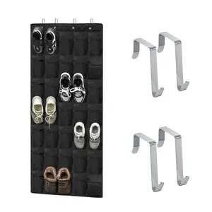 Door Shoe Organizer, 24/35 Large Breathable Mesh Pockets, Space-Saving Over-the-Door Hanging Storage Holder, Heavy-Duty Closet Rack Hanger Holds Up to 40 lbs