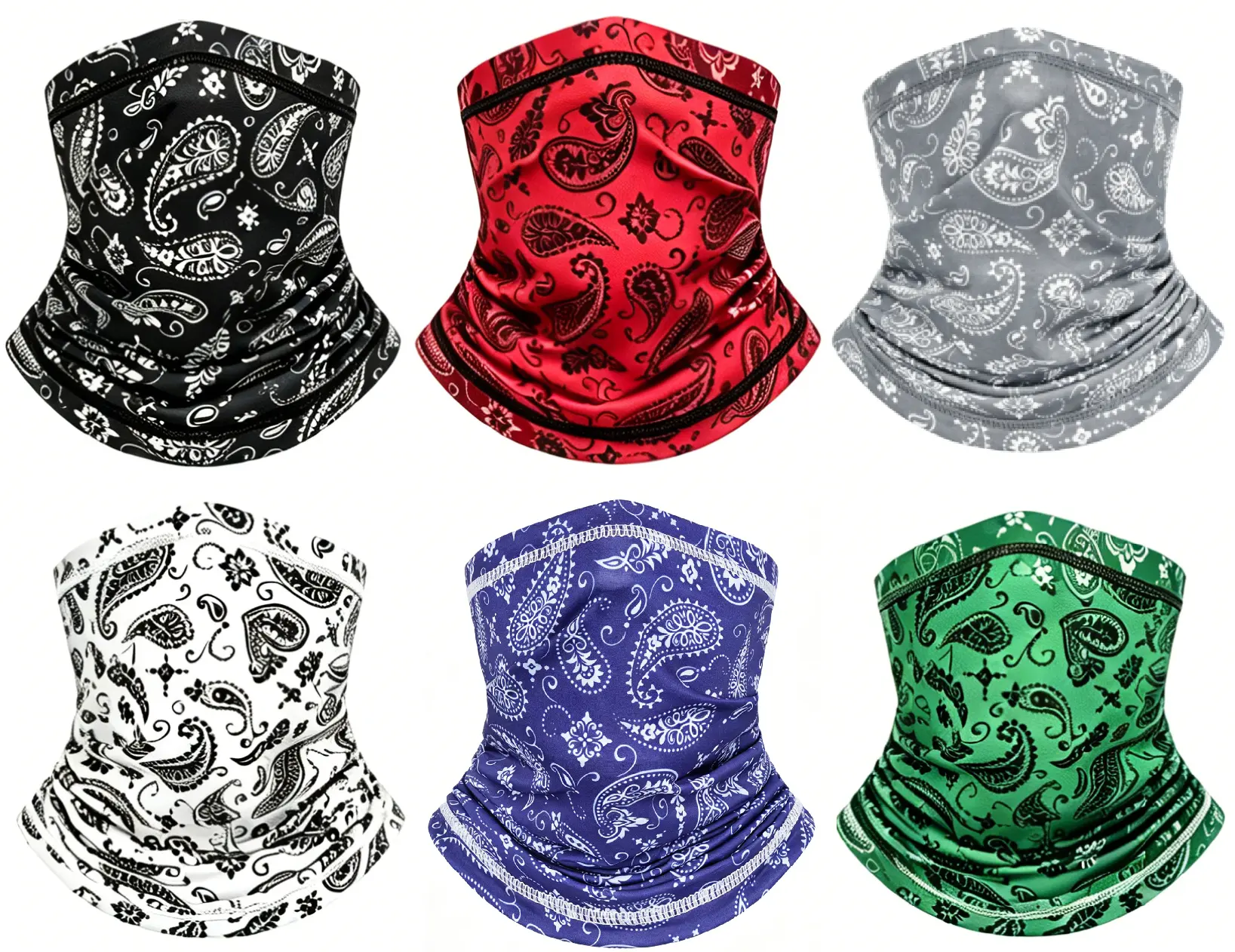 6-Pack Polyester Summer Cooling Neck Gaiter Mask Scarf - Breathable, UV-Shielding Multi-Use Neck Gaiter Headwear, 1 Size Headwrap for Youth Outdoor Sports, Face Covering