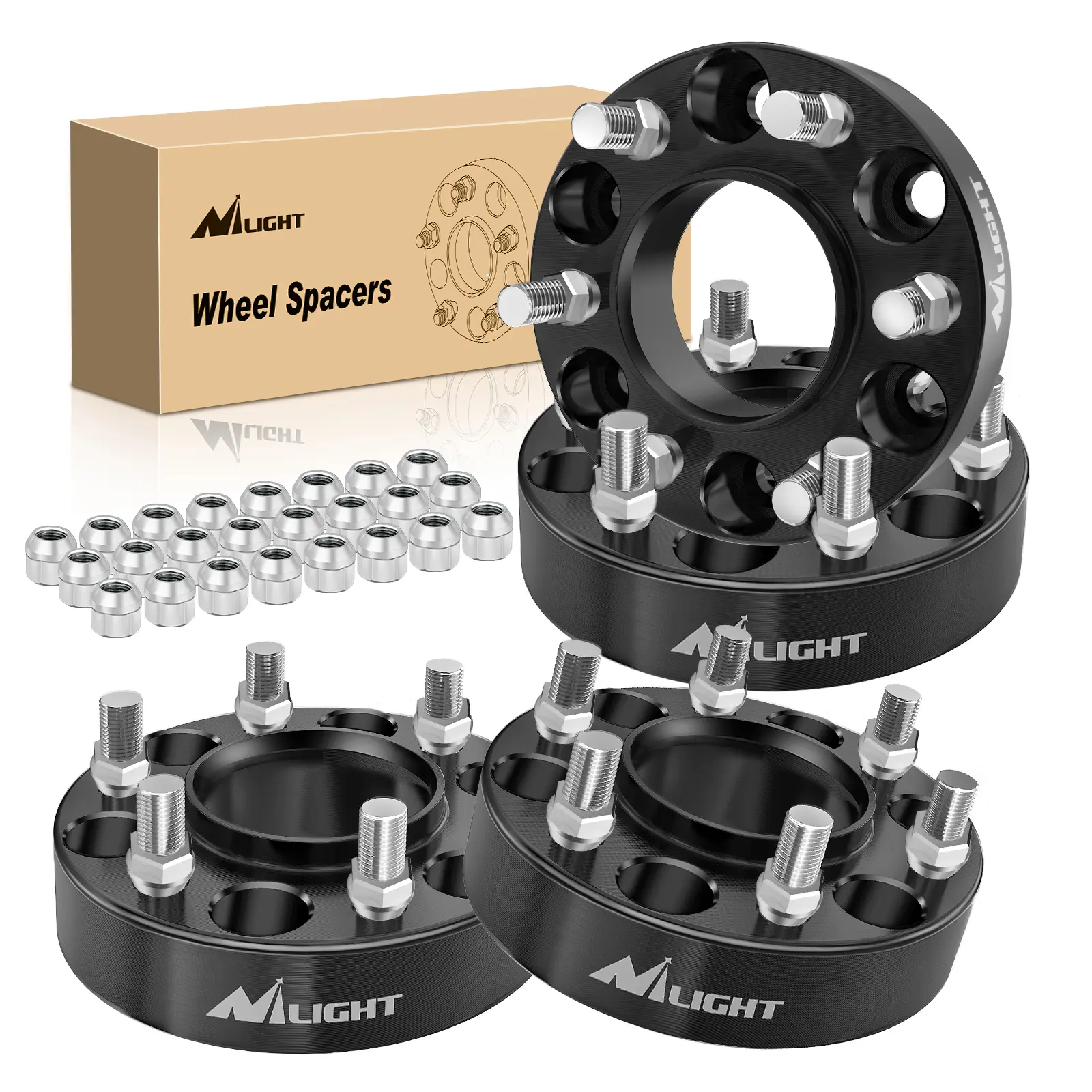 Nilight 4 Pcs 6x135mm Wheel Spacers Car Accessories - 1.5in Thickness, M14x1.5 Thread Bolts, 87.1mm Hub Bore, Aluminum Alloy, CNC Machined for 2015-2022 Ford F150/Expedition/Navigator, Stability, Better Handling (Auto Accessories Interior Compatible)