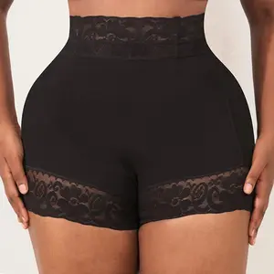 LUXSEREN 1Pc Women's Minimalist Basic Plain Contrast Lace High-Stretch Body-Shaper Shorts - High Waist, Tummy Control, Waist Tightening Underwear, Smooth Compression, Cheeky Fit, Suitable for Activewear & Sports Clothes, All-Season Womenswear