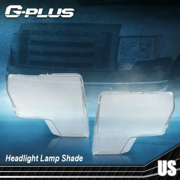 Fit For 09-14 Ford F150 F-150 Clear Headlight Replacement Lens Left+Right Cover G-PLUS