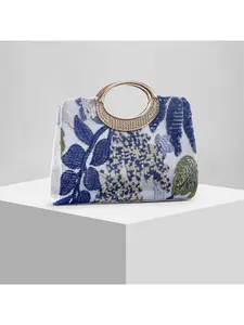 New Fashion Pearl Embroidered Evening Clutch Bag Chain Shoulder Bag Random Pattern Party Handbag