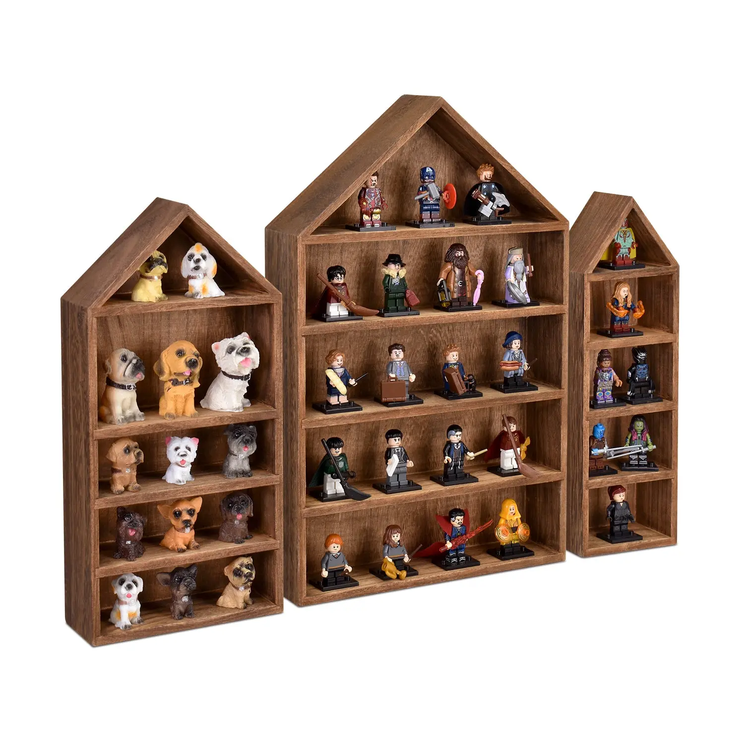 #WD5763  3 Pcs Set House-Shaped Shelf Wooden Shadow Cubby Box Display Shelf