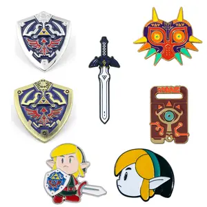 7Pcs Zeldas Sheikah Slate Hylian Shield Pins Brooch Majora's Mask Master Sword Badge Brooches Lapel Pin Jeans Shirt Bag Jewelry Men Accessories