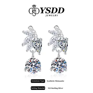 【#475 Holiday&Xmas】Dazzing Irregular Cut Dangling Earring 1CT Total vvs Synthetic Moissanite Earrings in 925 Sterling Silver