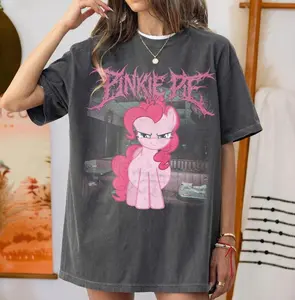 Comfort Colors Pinkie Pie TShirt, Goth Punk My Little Pony Tee, Metal Aesthetic Graphic T-Shirt, Alternative Cartoon Streetwear Shirt, Gift for Fans