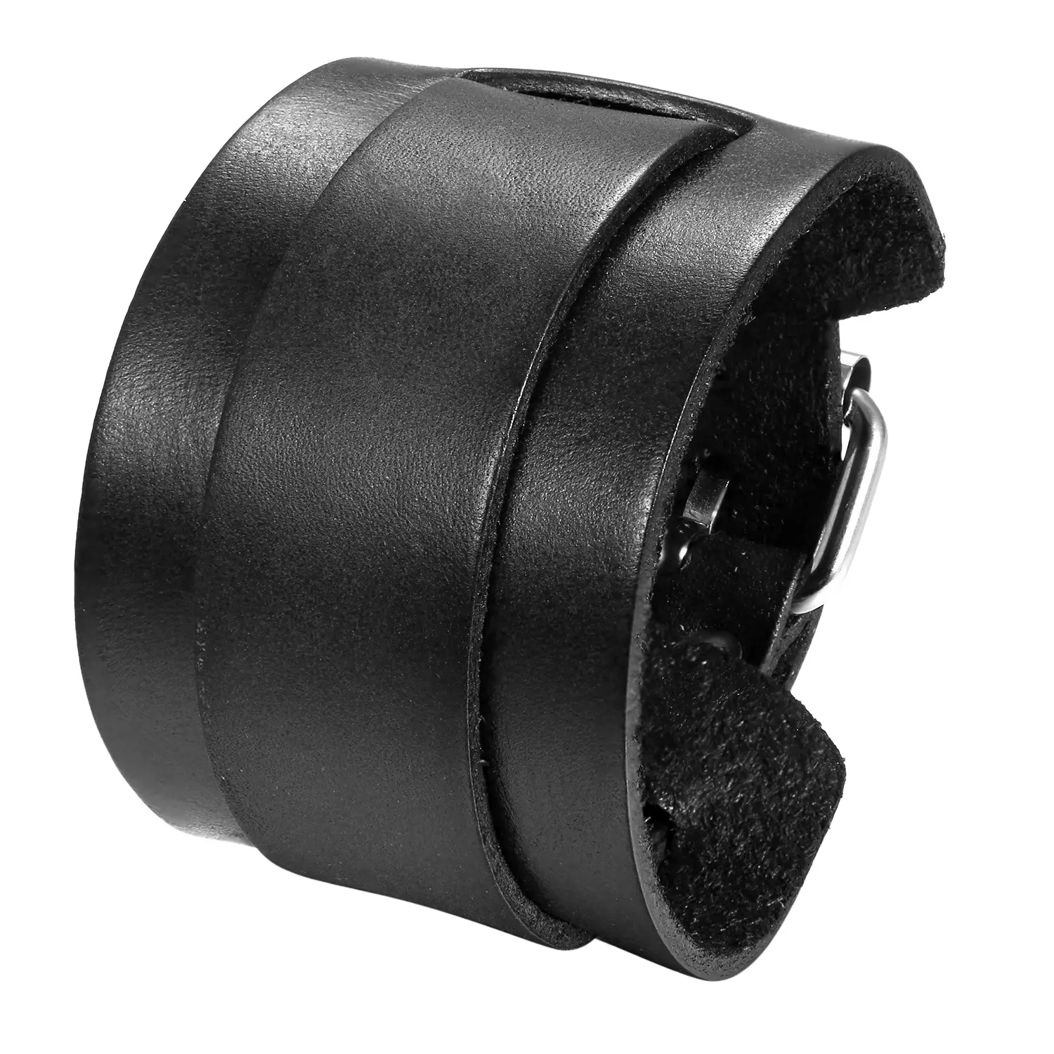 OIDEA Genuine Leather Wide Cuff Bracelet, 5cm Minimalist Classic Wrist Accessory for Men & Women with an Adjustable Size Belt Buckle, Casual Chic for Everyday Wear