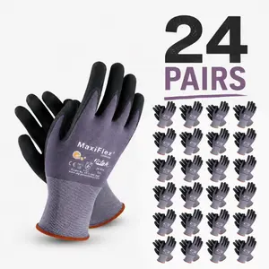 24 Pairs - Safety Works Maxiflex Ultimate Nitrile Glove  Maxi Gloves PIP - Maxi Flex Gloves - Work Gloves Breathable MaxiFlex glove