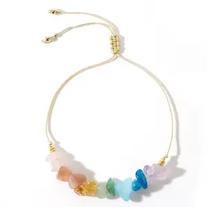 Trendy Hand-Woven Colorful Crushed Stone Bracelet — A Unique, Niche-Style Strand of Natural Stone and Crystal Beads