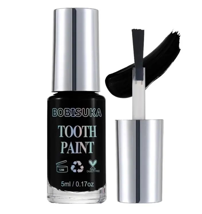 BOBISUKA Black Tooth Paint, Professional Black Out Teeth Makeup Solution - Safe, Quick Dry & Realistic, Perfect for Cosplay, Halloween Makeup, Theater, and Special Effects (5 ml)