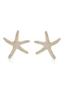 Pavè Starfish Earrings – 18K Gold Plated Crystal Starfish Drop Earrings for Women | Ocean-Inspired Statement Jewelry