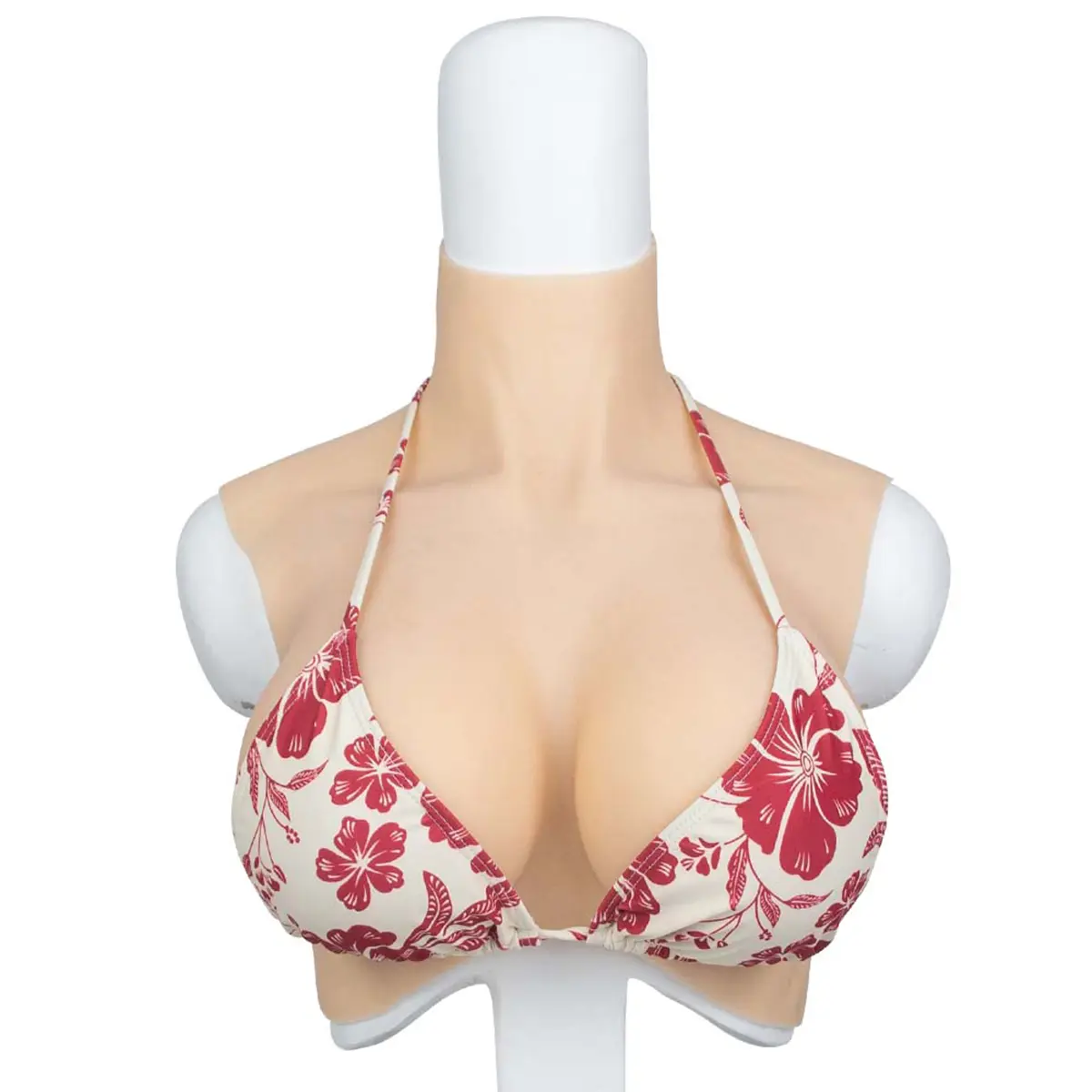Silicone Breast Form Bra Accessories, Updated New-Style Artificial Clavicle & Ribs Design, Curved Hem, Silk Cotton or Gel Filled, Soft Comfortable, C-G Cups, 4 Colors, for Crossdresser Transgender Womenswear