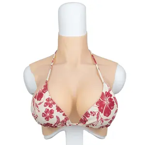 Silicone Breast Form Bra Accessories, Updated New-Style Artificial Clavicle & Ribs Design, Curved Hem, Silk Cotton or Gel Filled, Soft Comfortable, C-G Cups, 4 Colors, for Crossdresser Transgender Womenswear