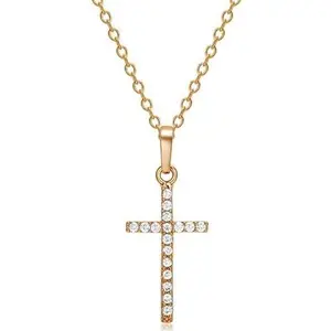 Gold Cross Necklace for Women Girls Rhinestone Cross Necklaces for Women God Necklace Cross Crystal Necklaces Dainty Necklace for Daughter Mom Birthday Mothers Day Gifts
