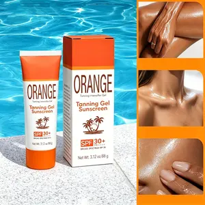 3.12oz Sunless Tanning Gel Sunscreen, Quick Bronzing Effect, SPF 30+ Pa++++, Long-Lasting Color, Moisturizing, Protective Film, Firming Effect, Delicate Skin