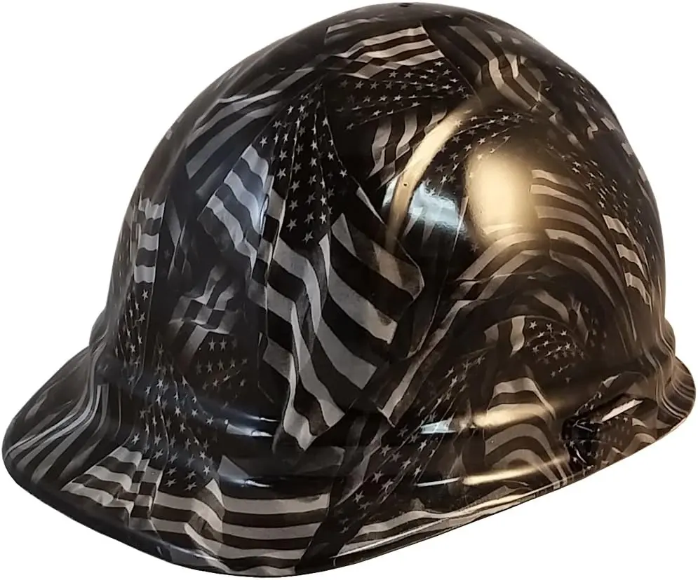 Texas America Safety Company Hydro Dipped Cap Style Hard Hat 6 Point Ratchet - Covert Flag Hard hat Design