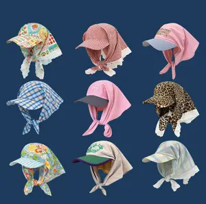 Women's 3-Piece Korean-Style Plaid Fashion Accessory Set - Pastoral Baseball Cap, Ribbon Headband, Summer Sun-Protective Triangular Scarf