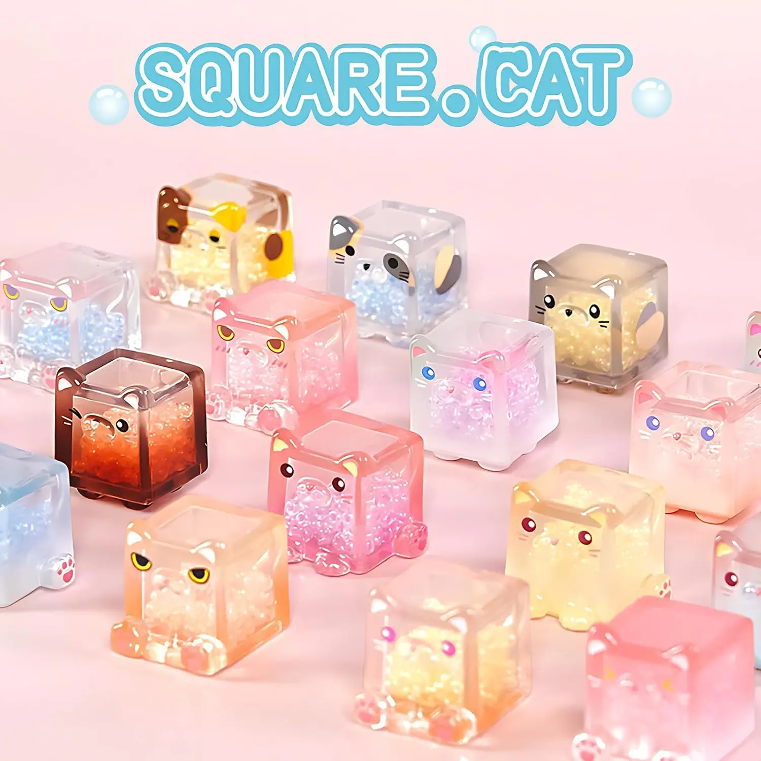 Glow in the Dark Figure, Square Cat Series Blind Bag, Blind Pack, 5pcs in One Bag, Random Style, Cute Collectible Toys, Mini Figures Mystery Box, Sealed Hobby Box