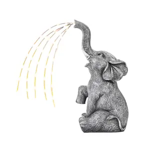 Explorinox (12.2in) Solar-Powered Elephant Garden Statue, Resin Ornament with LED Lights, Ideal for Outdoor Decks, Lawns, and Balconies