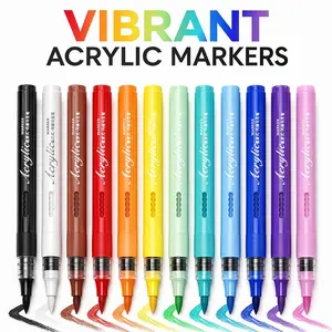 12/24/36/48/60/72 Acrylic Markers Set Professional Painting Waterproof Quick-Drying Art Decoration Painting DIY Drawing Supplies