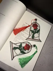 Enchanted Rose Tassel Bookmark / “Stained Glass Rose Bookmark”