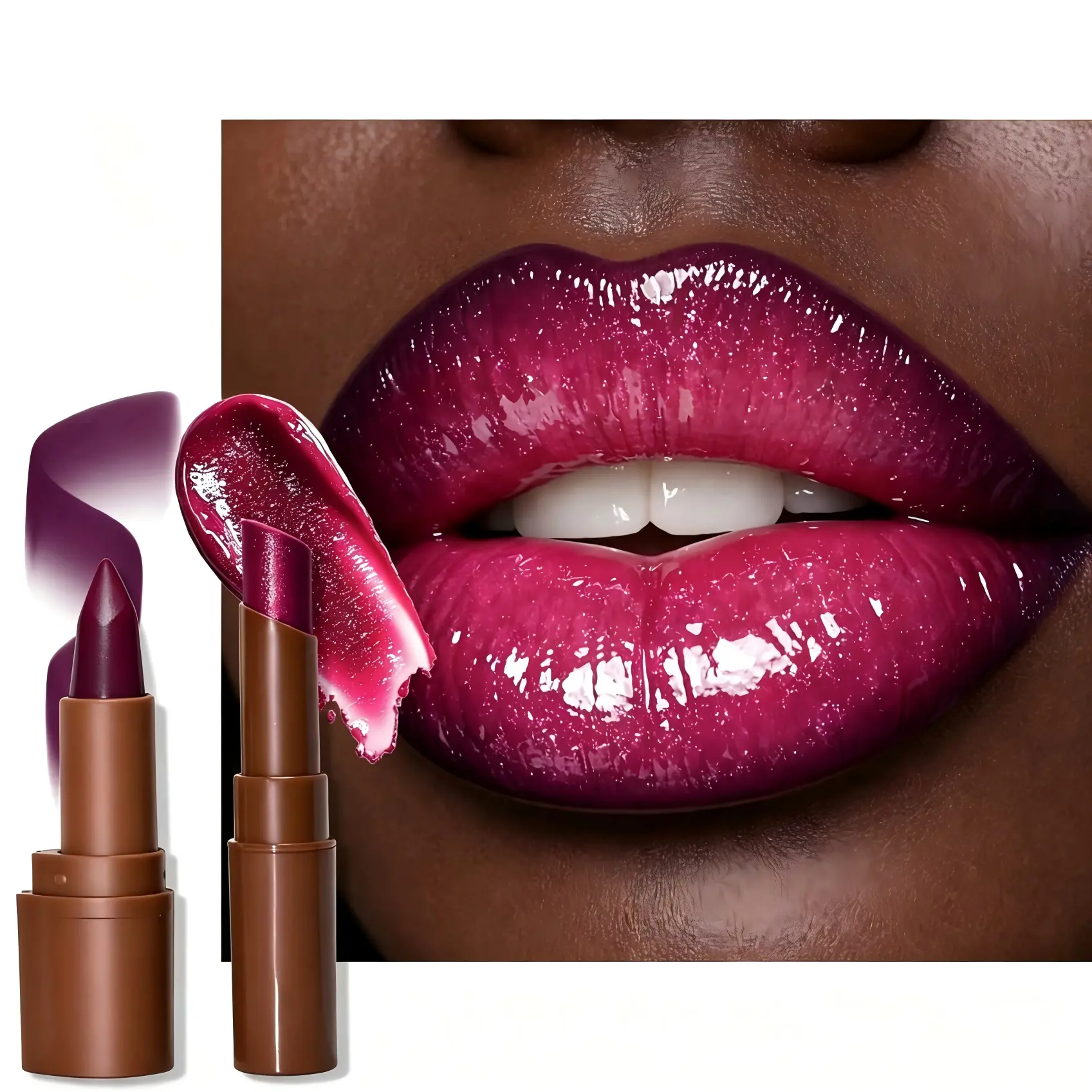 2pcs Darkme Easy Bag Lip Combo Set, Purple Plumping Lip Contour Liner & Berry Lipstick, Matte Pigmented Moisturizing Glossy Lip Liner, Long Lasting Shine Shimmer Makeup Lipliner