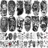 Teens 36 Sheets Large Black Arm Temporary Tattoos For Men Forearm Women Thigh, Half Sleeve Animals Lion Tiger Wolf Temp Tattoo Stickers Adults, Death Skull Compass Flower Fake Tattoos That Look Real Durable  Teens