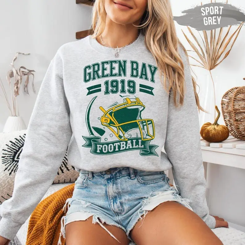 Green Bay Football Sweatshirt | 1919 Vintage Packers Crewneck | Retro Fan Apparel