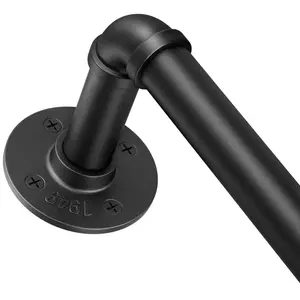 1 Inch Heavy Duty Blackout Adjustable Curtain Rods for Windows, Industrial Pipe Wrap Around Room Divider Decorative Curtain Rods Wall Mount & Ceiling Mount, Black, Interior Decoration Accessories, 72-144 Inch