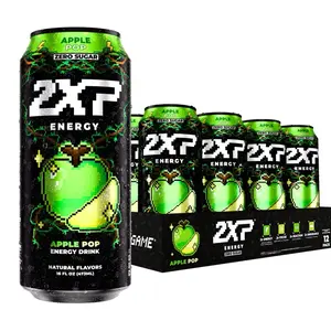 2xp Energy Drink | Apple Pop | Zero Sugar Carbonated Energy Drink | 200mg Natural Caffeine With 2x Nootropics | 16Fl Oz (12 pack)