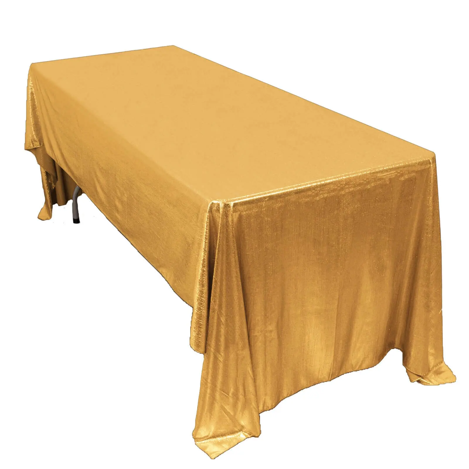 Gold Sequin Dots Polyester Rectangle Tablecloth - 60"x126", Wrinkle-Free, Sparkling Outdoor Table Cover for Stylish Event Decor