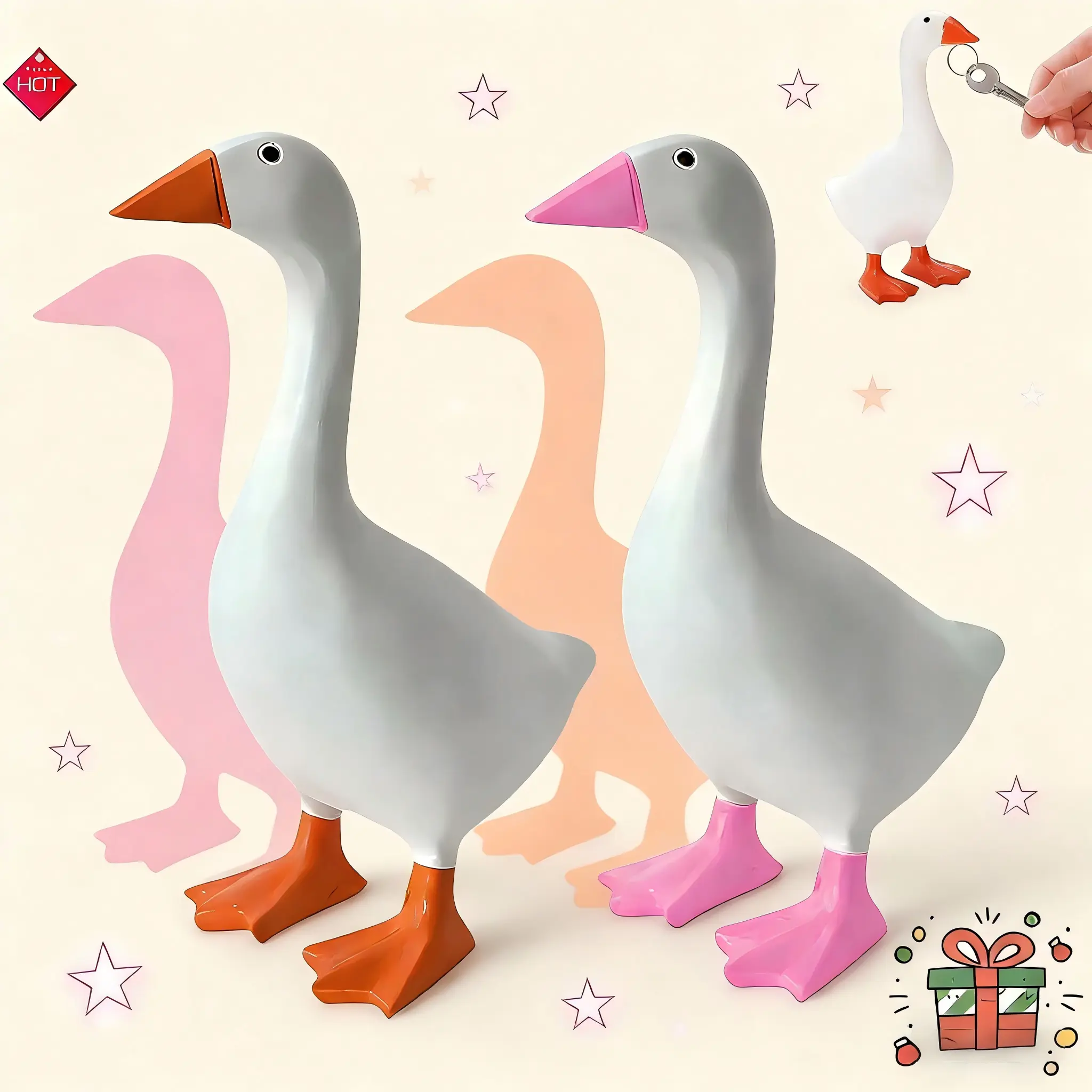 7-Inch Decorative Desk Goose Figurine with Magnetic Beak, Cute Desktop Decoration, Ideal Valentine's Day & Easter Gift for Women, Funny Office Accent, Entryway