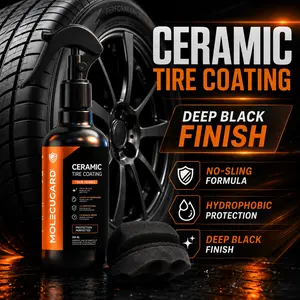 Buy 1 Coating Get 1 Applicator Free I MolecuGard CeramicTire Coating Spray, Tire Shine & Dressing, No Sling, DeepBlack Wet Look Gloss Finish, Water & Dirt Repellent, UVProtection, Long Lasting Tire Restorer for Cars, SUVs &Trucks, 250ml