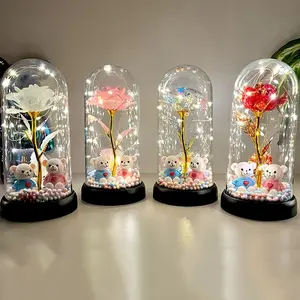 Colorful Night Glow Rose Flower Plastic Lampshade Ornament, Light Up Rose, Multifunctional Gift for Women (valentine's Day / Christmas / Birthday)