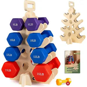 Dumbbell Rack Stand Only, Wooden 4-Tier Small Weight Holders for 5-15lbs Free Weights & Women, Compact A-Frame Hand Weight Rack for  Gym Space Saving (Dumbbells Not Included)