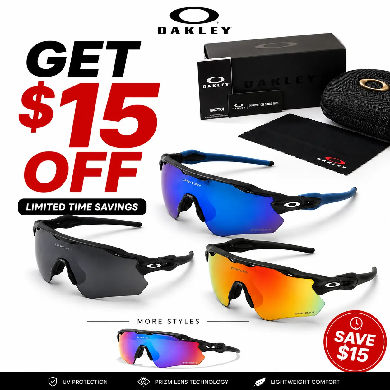 Oakley Wraparound Cycling Glasses UV400 Outdoor Sports Sunglasses for Men Women Everyday Performance