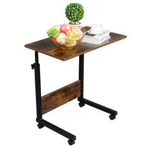 CalidoCasa Rolling & Height Adjustable Side Table Retro P2 15MM Chipboard with Steel Frame, Multipurpose Mobile Table for Living Room, Office, Bedroom, Home, Study & Workspace