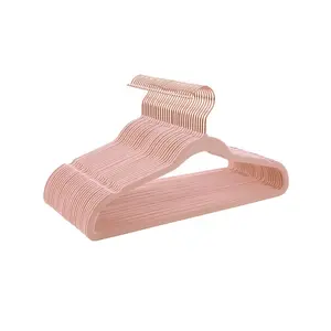 SONGMICS HOME Non-Slip Hangers with Rose Gold-Colored Swivel Hooks, Slim Space-Saving Hangers, Velvet Hangers for Closet