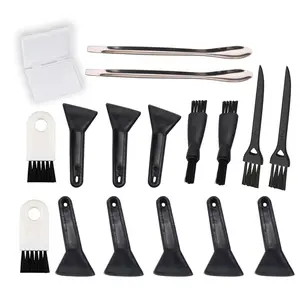 Black Scrapers, Vlmits Brushes with Spoons Kit for Herb Grinder Keef Scraper Brushes,Spoons Kits and Case