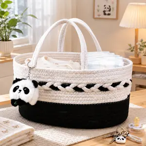 Baby Storage Basket with Handle, Diaper Wipes Toys Miscellaneous Organizer, Multi-Use Baby Room Organizer, Full Scene Storage Solution